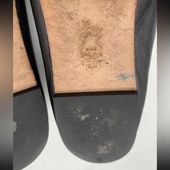 Tory Burch Women's Black Goat Leather Logo Charm Ballet Flat Shoes 8M - Picture 7 of 10